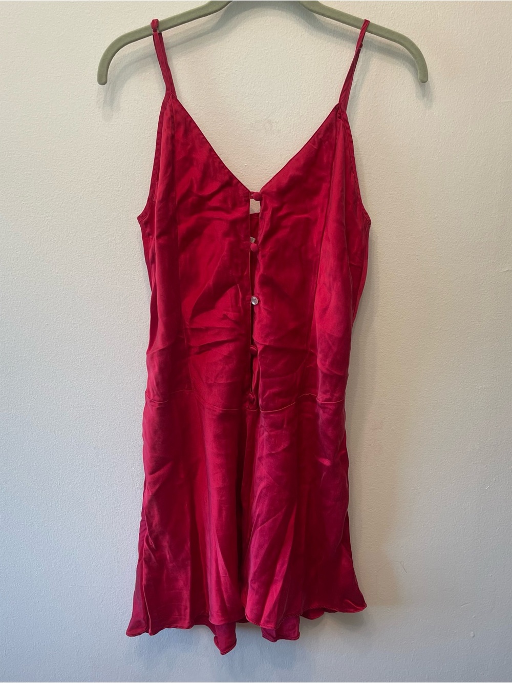 90s Silk Shades Red Silk Slip Dress L